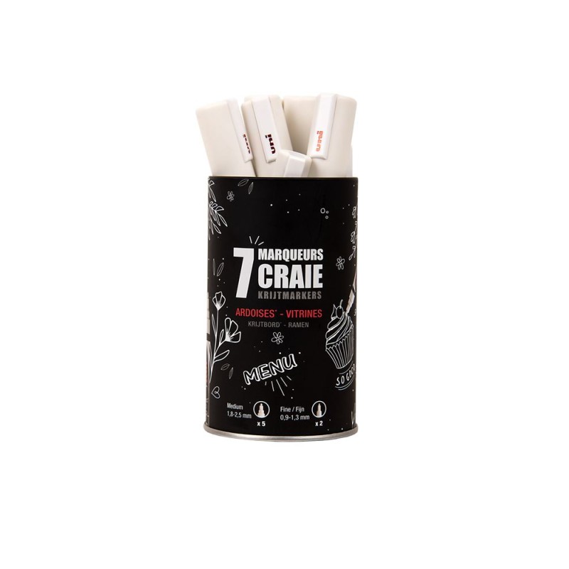 Pot de 7 marqueurs-craie Chalk assortis
