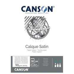 Bloc de calque satin 90g/m², 50 fls collées 1 côté