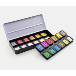 Boîte métal de 24 couleurs aquarelle Finetec