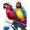 Broderie diamant 40x50cm sur toile roulée - Perroquets en peinture