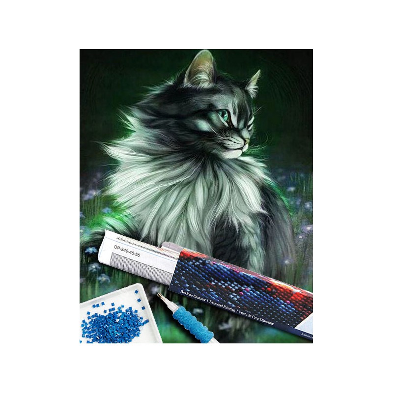 Broderie diamant 40x50cm sur toile roulée - Joli Chat