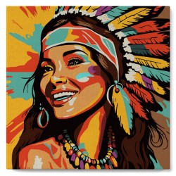 Peinture par numéros 20x20cm sur toile tendue - Femme native Pop Art