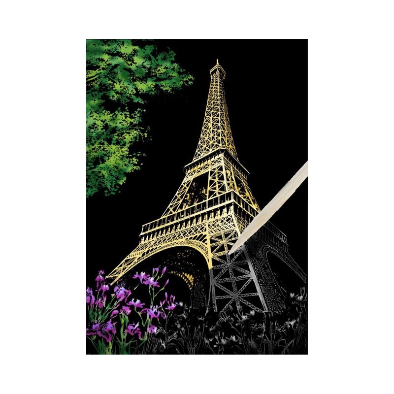 Peinture à gratter A3 - Tour Eiffel à Paris