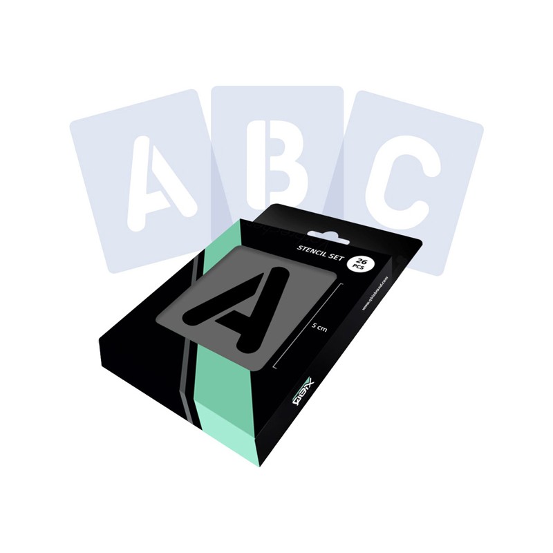 Set de pochoirs Alphabet Rond x26 lettres