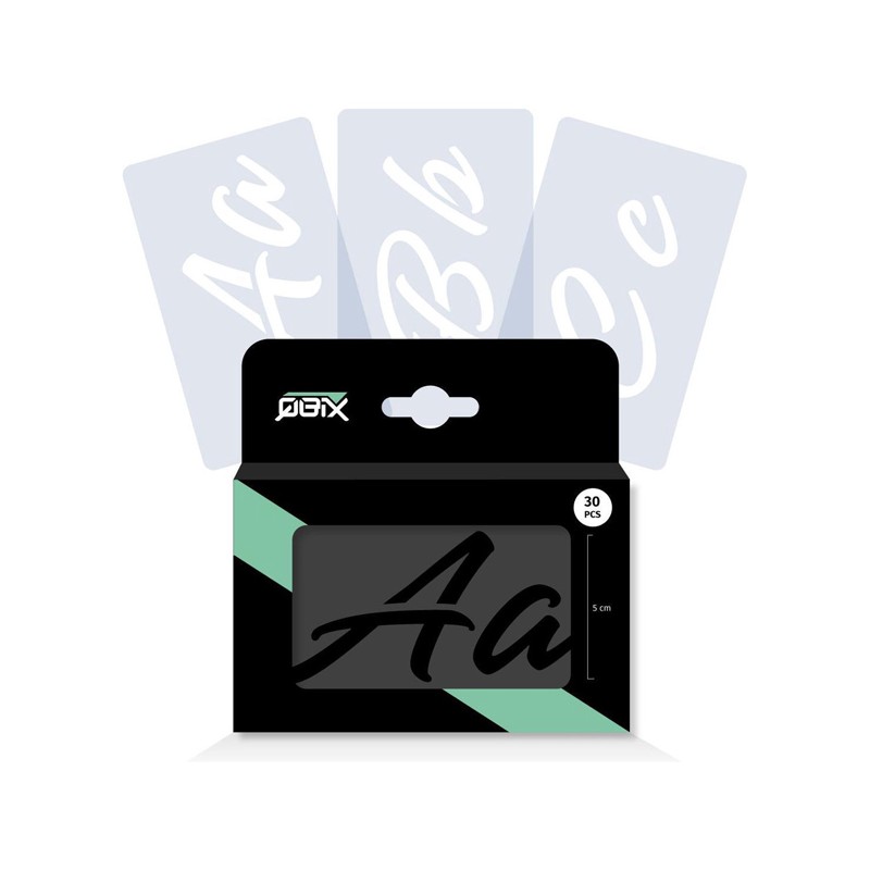 Set de pochoirs alphabet et chiffres Manuscrit Decorative x30 pcs