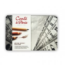 Boîte métal Etude 12 crayons Conté à Paris assortis