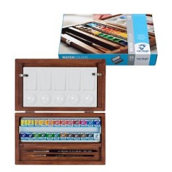 Coffret bois aquarelle Van Gogh de 24 demi-godets