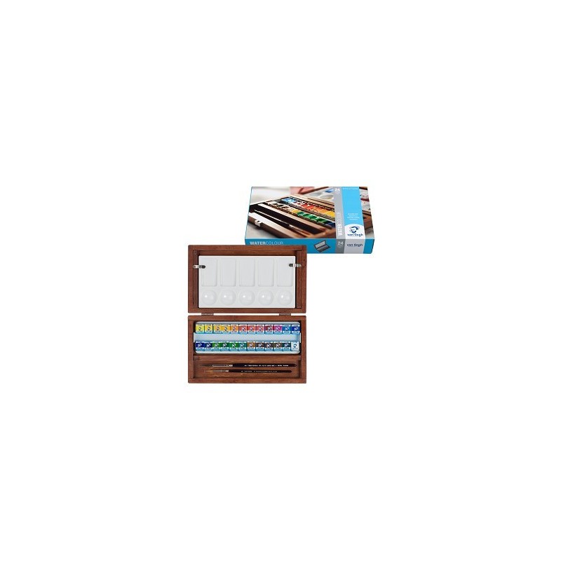 Coffret bois aquarelle Van Gogh de 24 demi-godets