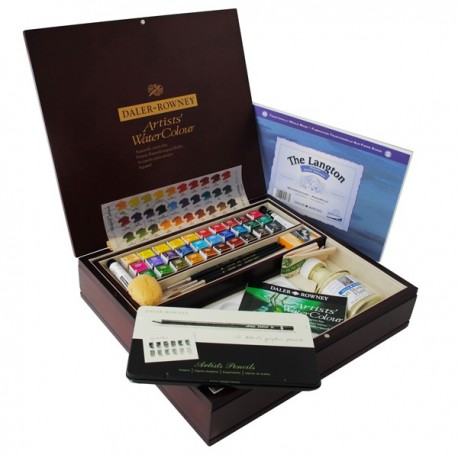 Coffret bois aquarelle Daler Rowney Artist's x30 demi-godets