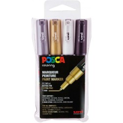 Set de 4 marqueurs Posca PC1MC - Couleurs métalliques