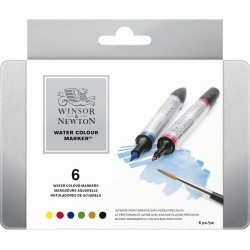 Marqueurs aquarelle double-pointe Winsor & Newton, boîte de 6 feutres