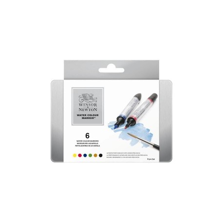 Marqueurs aquarelle double-pointe Winsor & Newton, boîte de 6 feutres