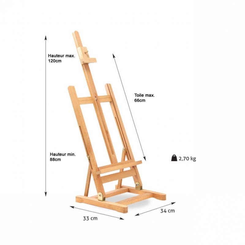 Chevalet De Table En Bois De Hêtre Avec 3 Tiroirs - Réglable Pour Toile Jusqu'à 63,5 Cm - Portable Pour Peinture Et Dessin
