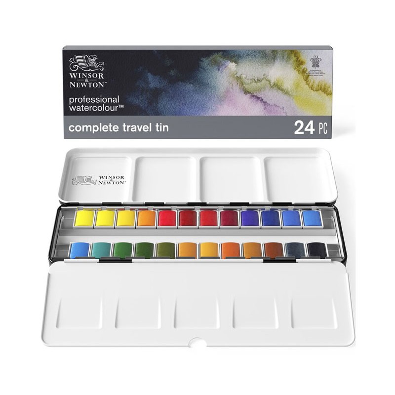 Boîte métal aquarelle Winsor & Newton Professional x24 1/2 godets
