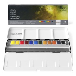 Boîte métal "Black Box" 12 1/2 godets aquarelle Winsor & Newton Professional