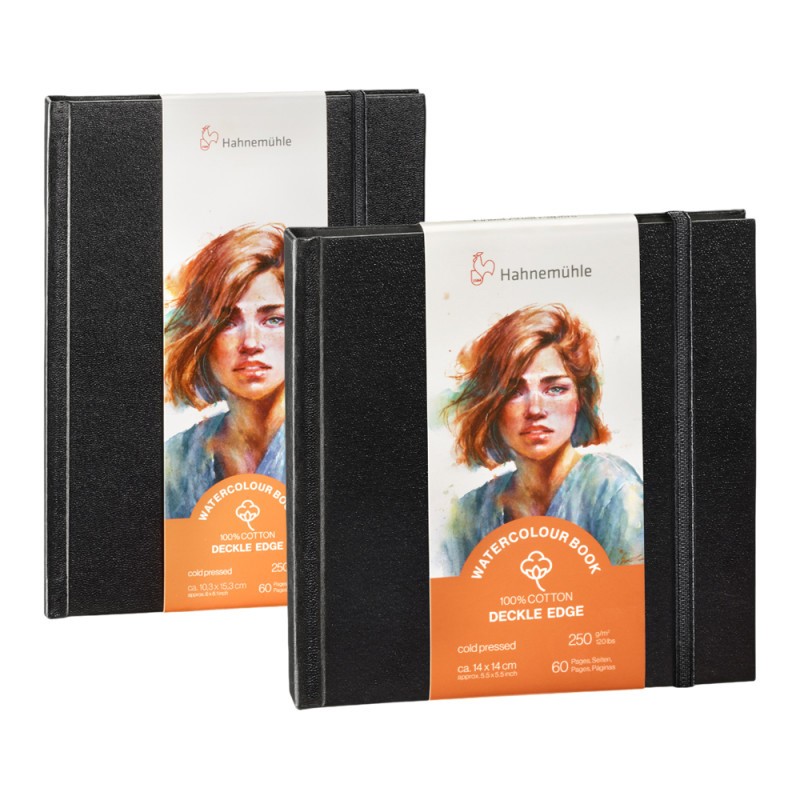 Livre aquarelle 100% coton Watercolor Book 250g/m² bord frangé, 30 fls reliées