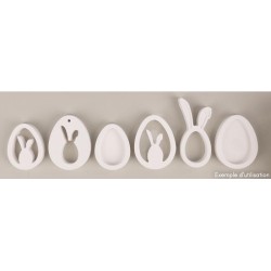 Moule en silicone - Pendentifs Oeufs et Lapins x6pcs