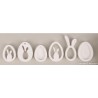 Moule en silicone - Pendentifs Oeufs et Lapins x6pcs