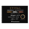 Bloc papier aquarelle noir Etival 300 g/m²,12 feuilles spiralées