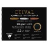 Bloc papier aquarelle noir Etival 300 g/m²,12 feuilles spiralées