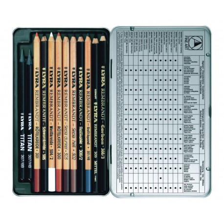 Crayons de couleur Lyra graduate 12 pièces- boîte métal - Tangram