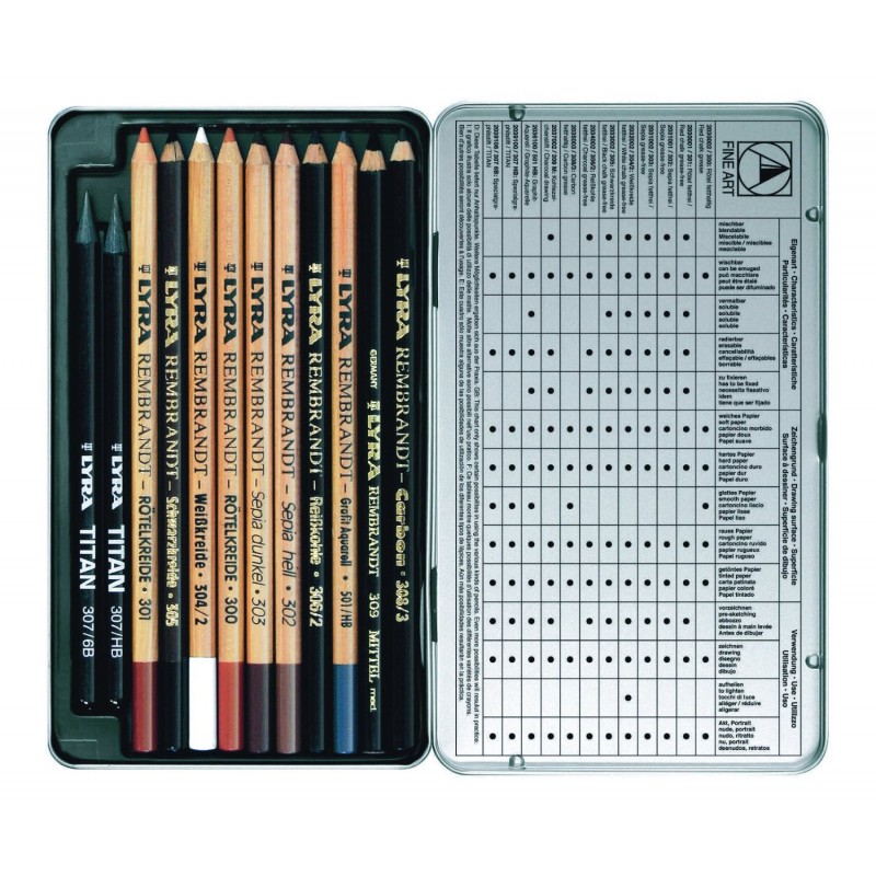 LYRA REMBRANDT POLYCOLOR BOÎTE EN MÉTAL DE 12 Crayons De Couleur Assortis