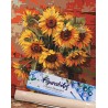 Peinture par numéros 40x50cm sur toile roulée - Vase de tournesols automnal