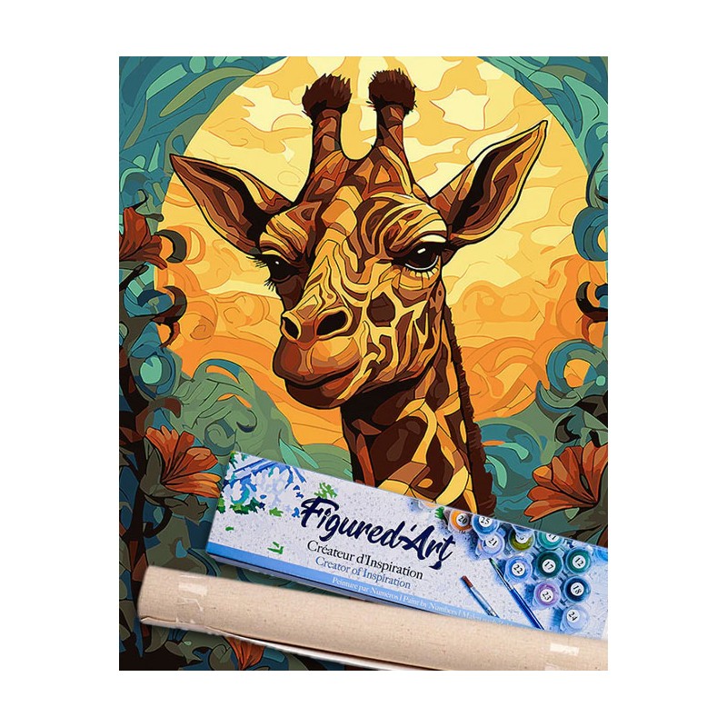 Peinture par numéros 40x50cm sur toile roulée - Girafe Art déco