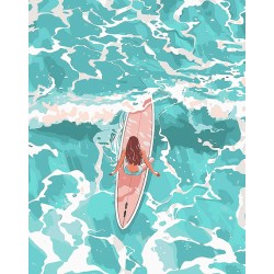 Peinture par numéros 40x50cm sur toile roulée - Fille parmi les vagues