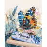 Peinture par numéros 40x50cm sur toile roulée - Papillon et fleurs