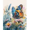 Peinture par numéros 40x50cm sur toile roulée - Papillon et fleurs