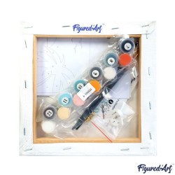 Peinture par numéros 20x20cm sur toile tendue - Cheval à Santorin