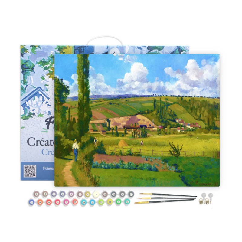 Peinture par numéros Paysage aux Pâtis, de Pissaro sur châssis 40x50 cm