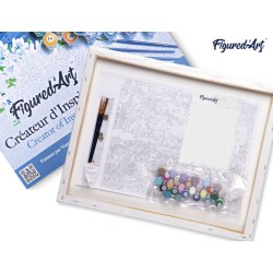 Peinture par numéros 40x50cm sur toile tendue - Temple japonais en automne