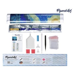 Broderie diamant 40x50cm sur toile roulée - Maisons en bord de plage