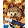 Broderie diamant 40x50cm sur toile roulée - Hérisson dans les feuilles