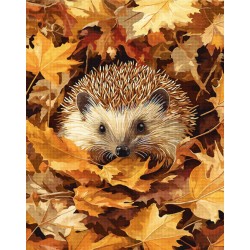 Broderie diamant 40x50cm sur toile roulée - Hérisson dans les feuilles