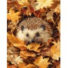 Broderie diamant 40x50cm sur toile roulée - Hérisson dans les feuilles