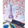 Broderie diamant 40x50cm sur toile roulée - Tour Eiffel au printemps