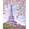 Broderie diamant 40x50cm sur toile roulée - Tour Eiffel au printemps