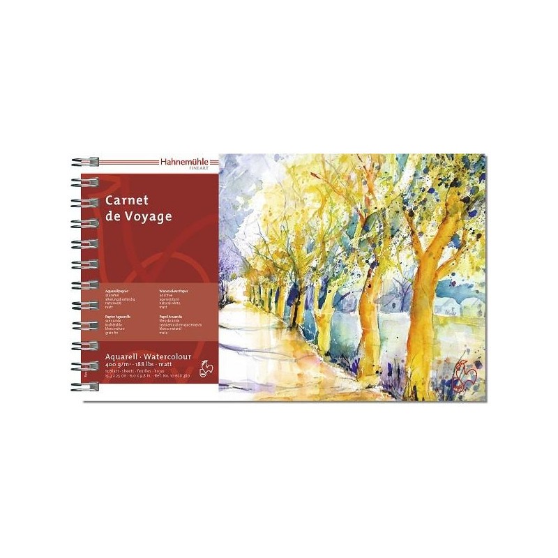 Carnet de voyage aquarelle 400 g/m² Hahnemühle, 15 fs spiralées