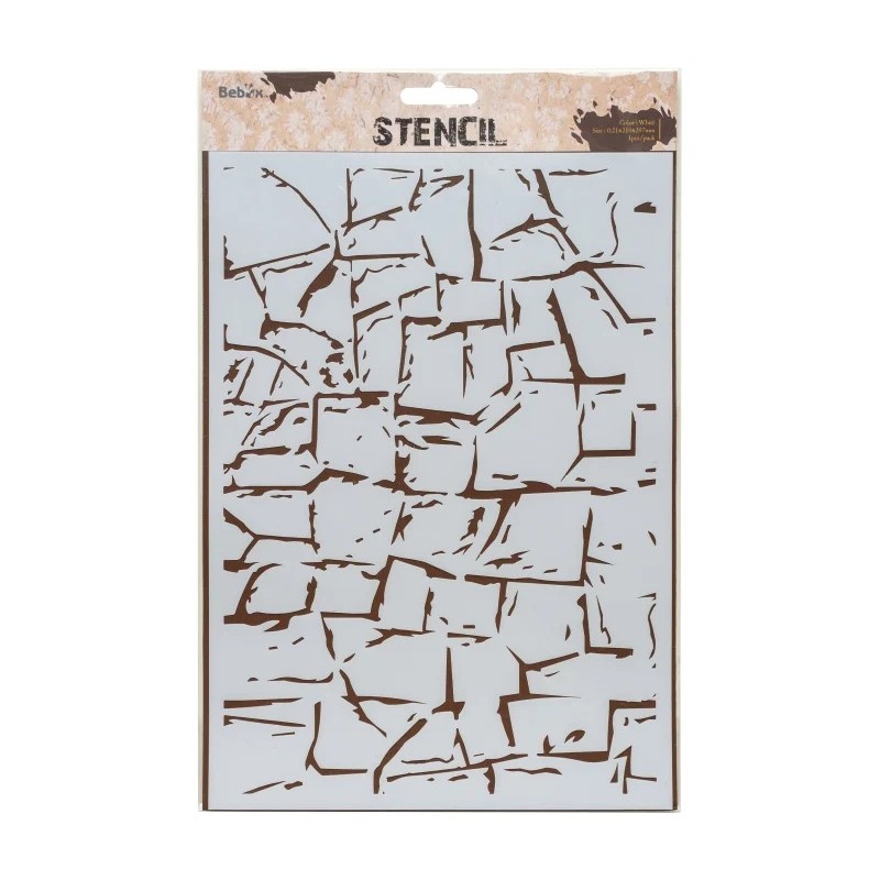 Pochoir à texture Mur en pierre - A4