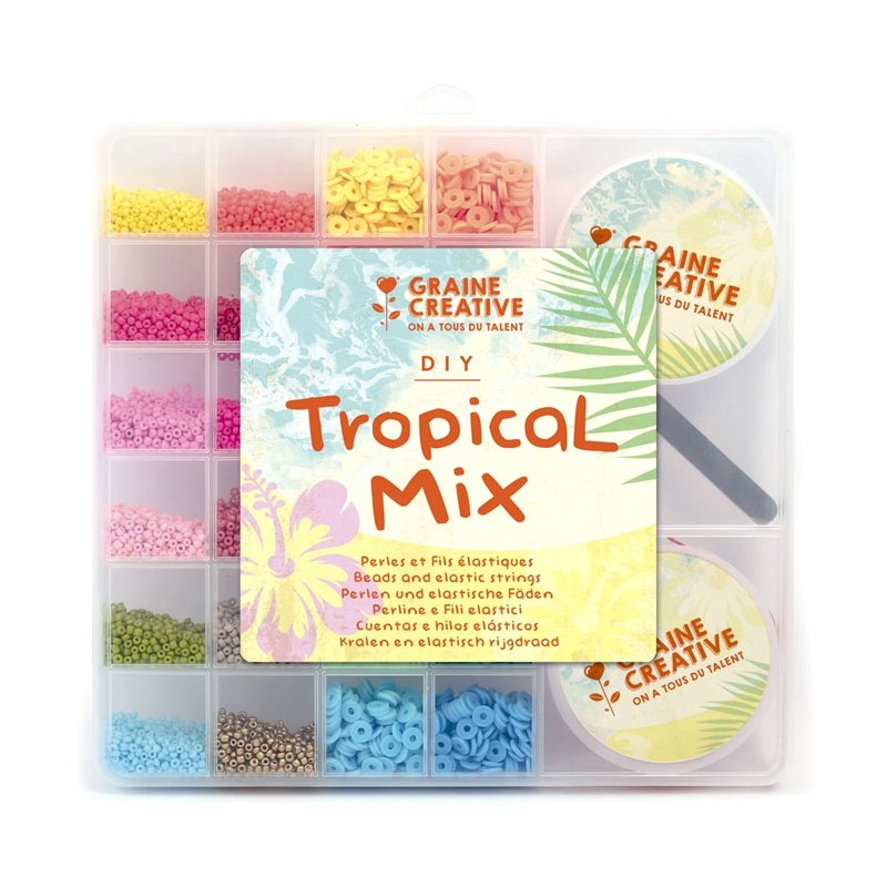 Set DIY perles assorties et fil élastique - Tropical Mix 