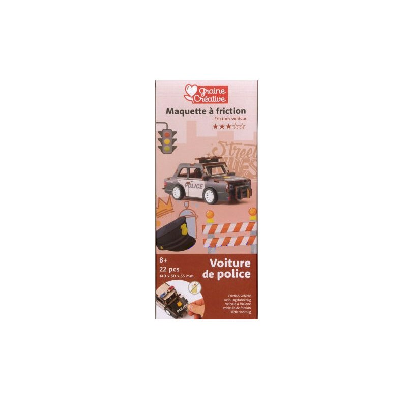 Maquette 3D en bois à friction - Voiture de police