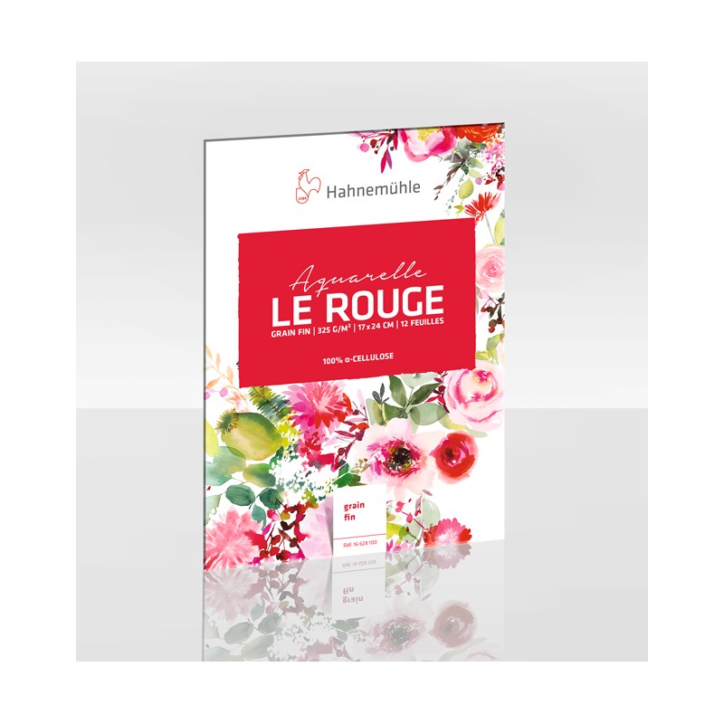 Bloc aquarelle Le Rouge grain fin 325g/m², 12 fls collées