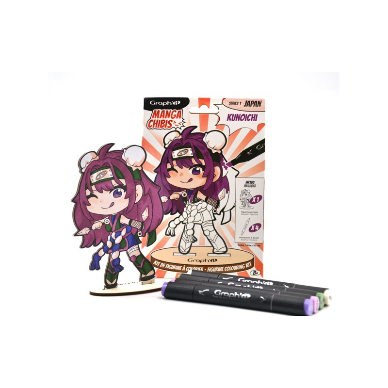 Kit figurine en bois à colorier Graph'It, collection Manga Chibis - Kunoichi