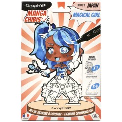 Kit figurine en bois à colorier Graph'It, collection Manga Chibis - Magical girl