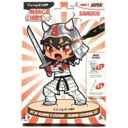 Kit figurine en bois à colorier Graph'It, collection Manga Chibis - Samurai