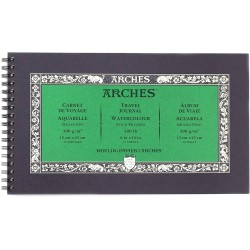 Carnet de voyage spiralé 15x23 cm Arches 300g/m², 15 fls à grain fin