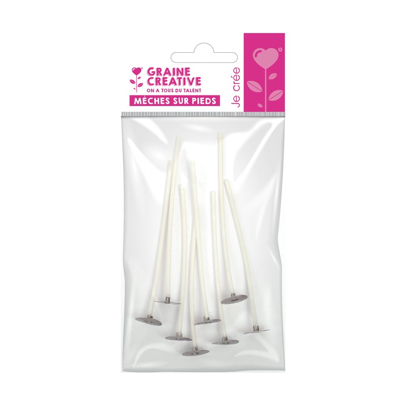 Mèches de bougie sur pieds 10cm x8pcs